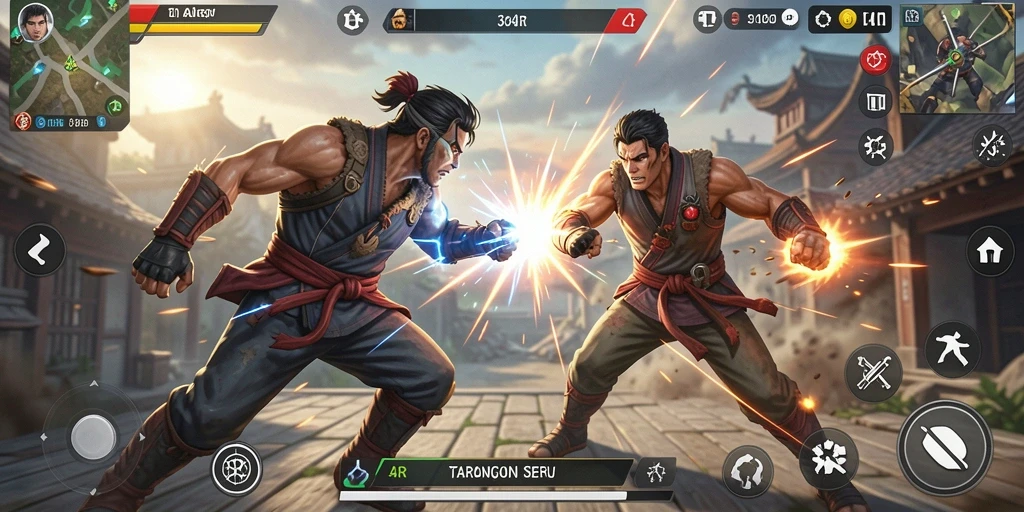 Tampilan gameplay Action yang mendebarkan dalam 34R.
