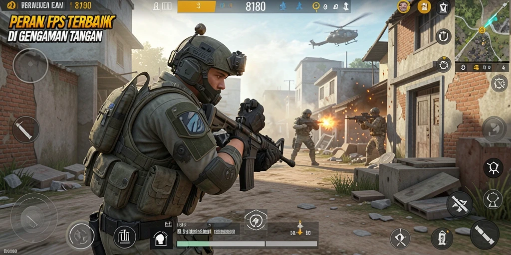 Screenshot gameplay 8180 menampilkan aksi tembak-menembak yang mendebarkan.