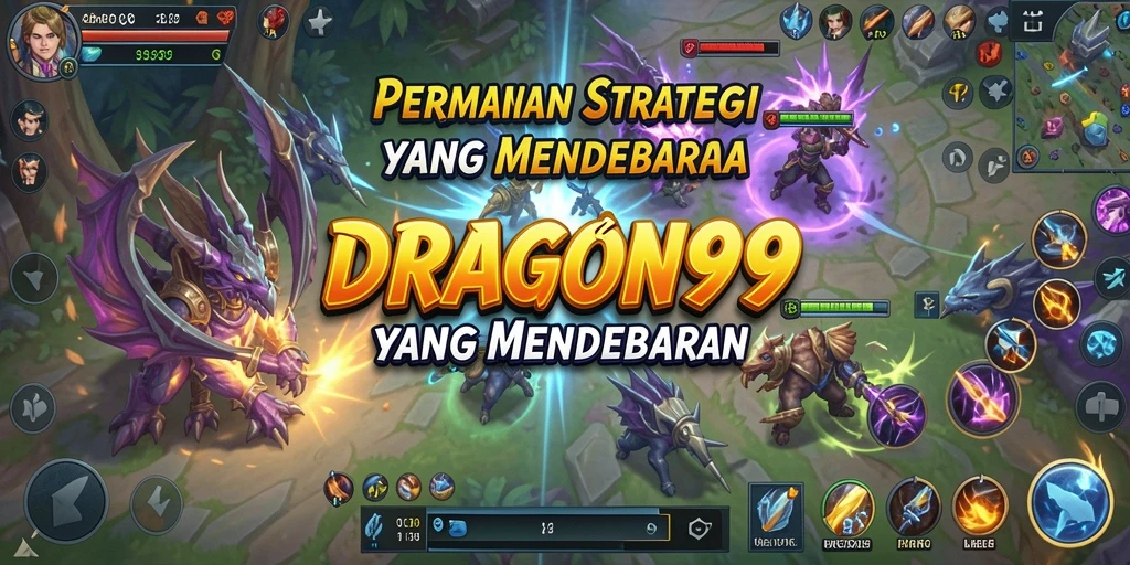 Tangkapan layar gameplay yang menampilkan pertarungan strategis di DRAGON99.
