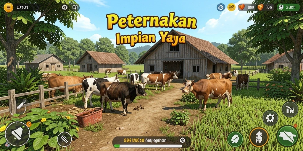 Tangkapan layar DY01 yang menunjukkan pengguna merawat peternakan.