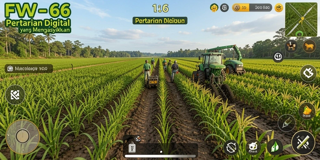 Tampilan permainan FW66 menunjukkan aktivitas bertani yang seru dan menantang.