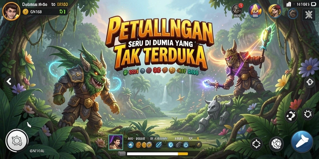 Tampilan aksi seru dalam gameplay petualangan GN168.