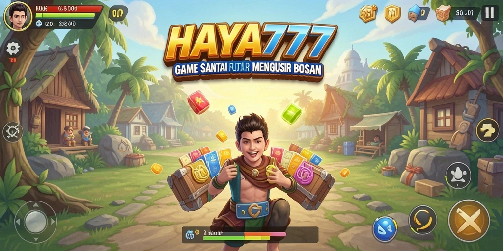 Tampilan gameplay HAYA777 yang ceria dan penuh warna.