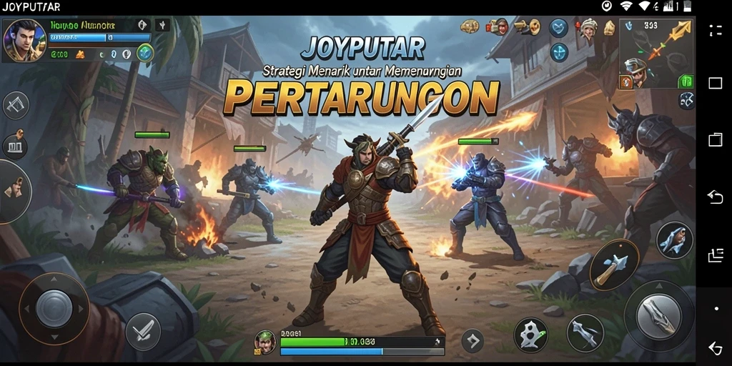 Tampilan gameplay menarik dari JOYPUTAR menunjukkan strategi pertempuran yang seru.