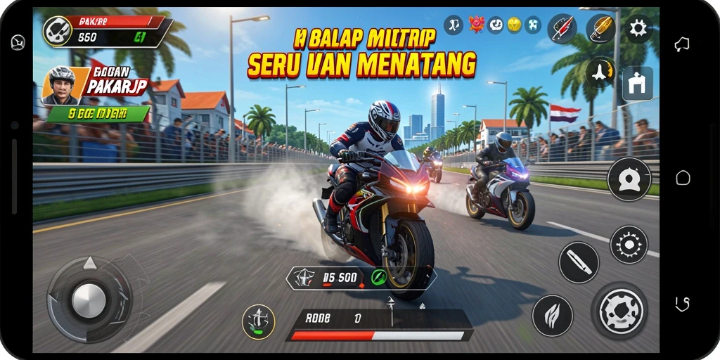 Tangkapan layar menunjukkan aksi mendebarkan balap motor di PAKARJP.