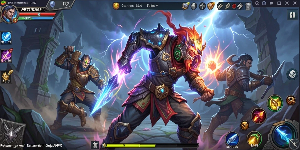 Tampilan gameplay ARPG yang mendebarkan di PETIR388.