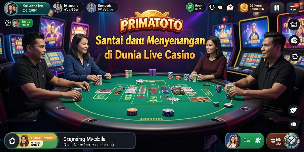 Tampilan gameplay Live Casino yang memukau dan interaktif di PRIMATOTO.