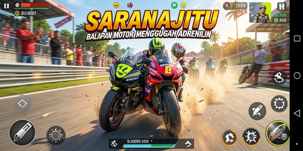 Gameplay balapan motor yang seru dan mendebarkan.