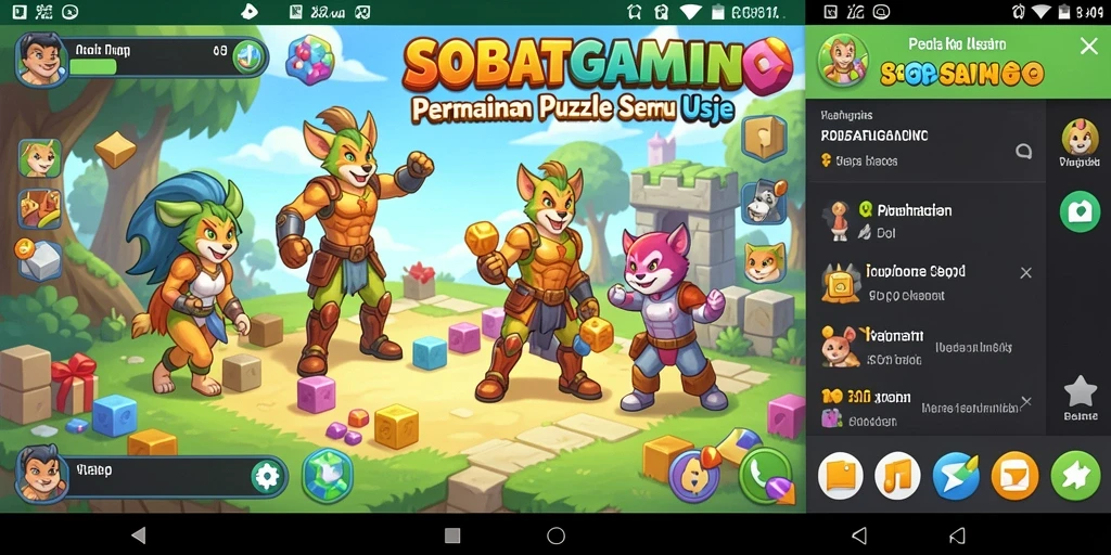Tampilan gameplay seru SOBATGAMING dengan berbagai puzzle menantang.